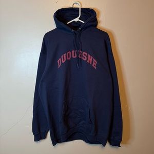 Vintage Duquesne University Spell Out Collegiate Oversized Hoodie Blue Size XLT